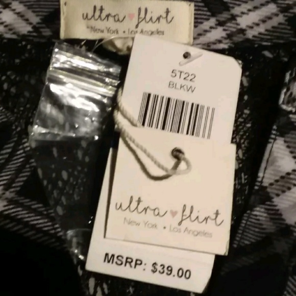 $39 Ultra Flirt XXS Plaid Tab Sleeve Tunic Henley - Picture 4 of 4